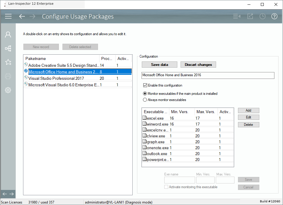 Lan-Inspector 12 screenshot for Usage Analysis Settings