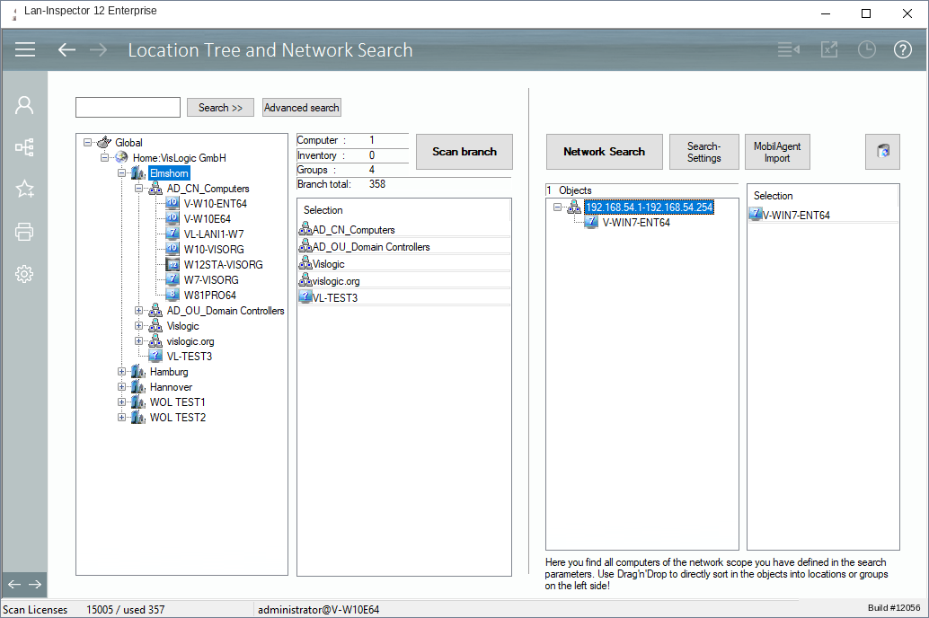 Lan-Inspector 12 screenshot for Find Computers and Assign Them to the Tree