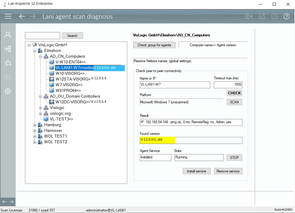 Lan-Inspector 12 screenshot for Lani Agent Scan Diagnostics