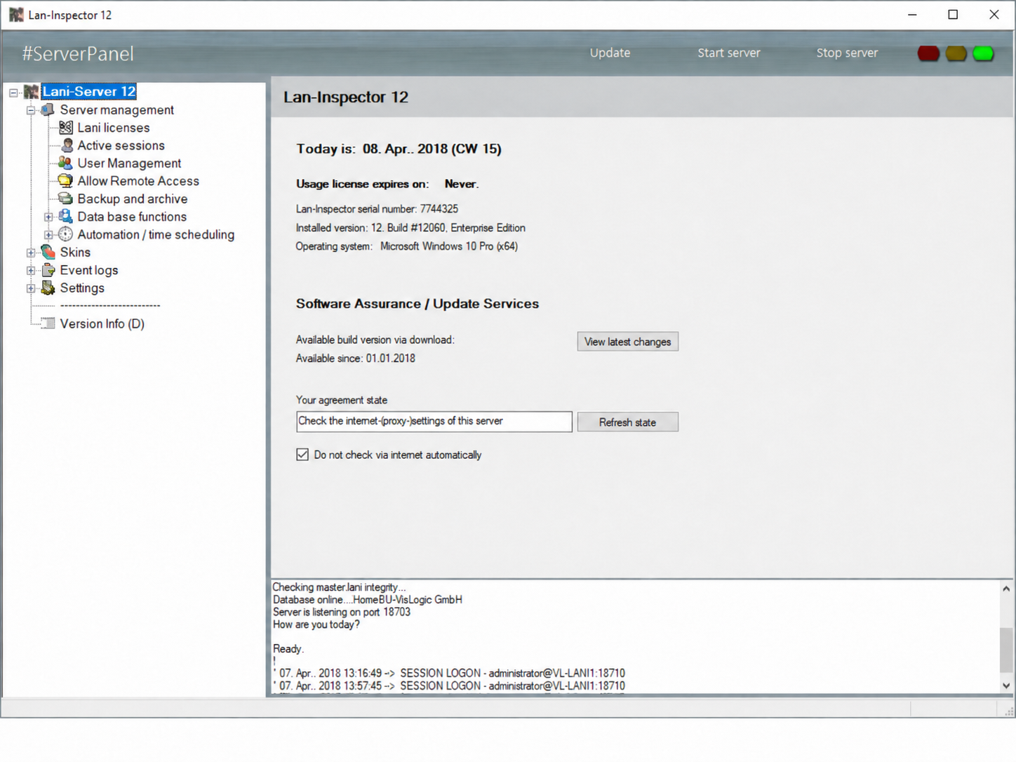 Lan-Inspector Enterprise server panel