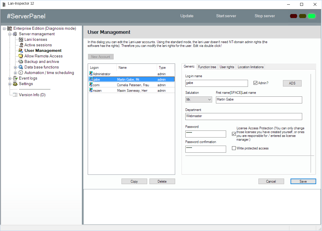 Lan-Inspector 12 screenshot for General Information on a User