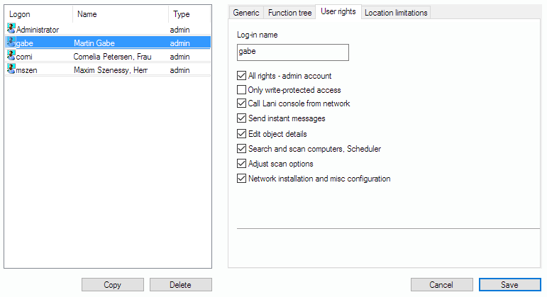 Lan-Inspector 12 screenshot for Other Permissions of a User