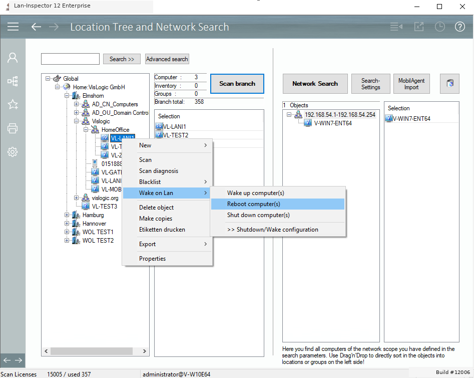 Lan-Inspector 12 screenshot for Wake-on-LAN Context Menu