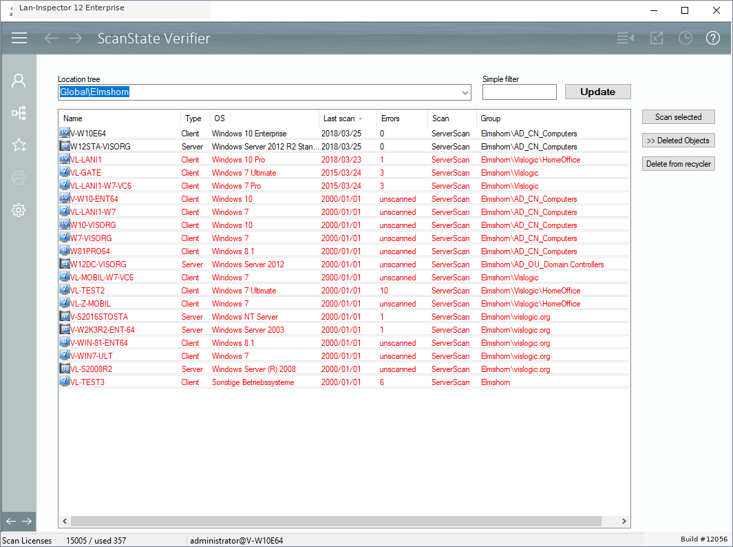 Lan-Inspector 12 screenshot for Scan Status Verification / Data Cleanup