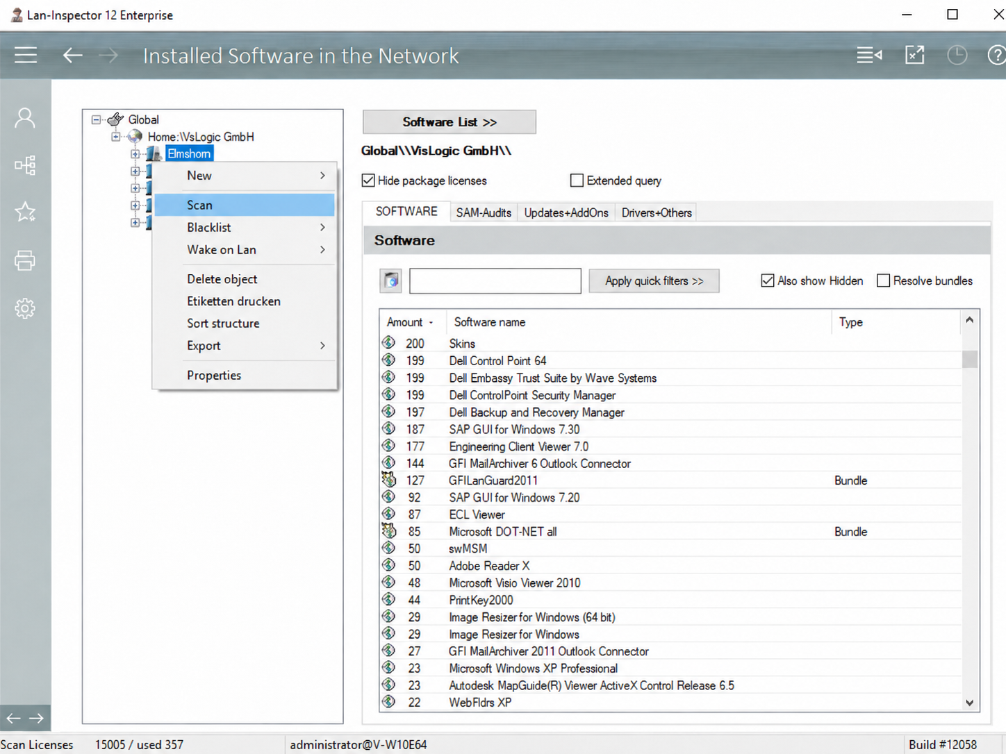 Installed Software in the Network