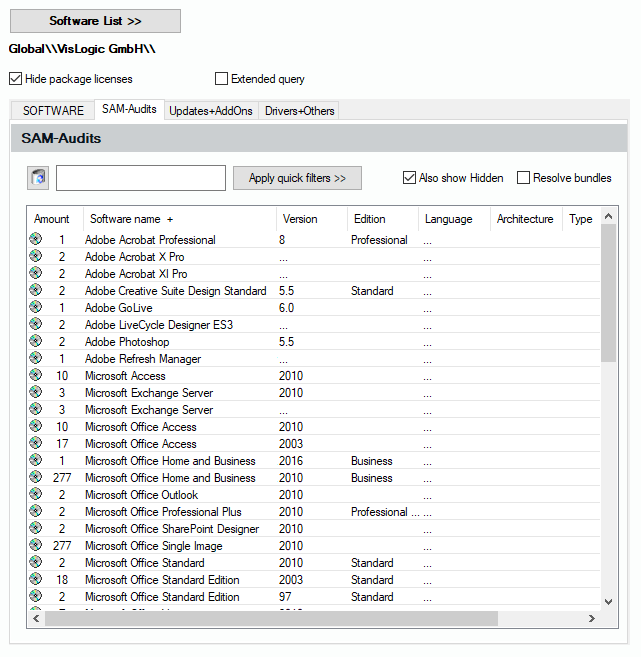 Lan-Inspector 12 screenshot for SAM-Audits Tab