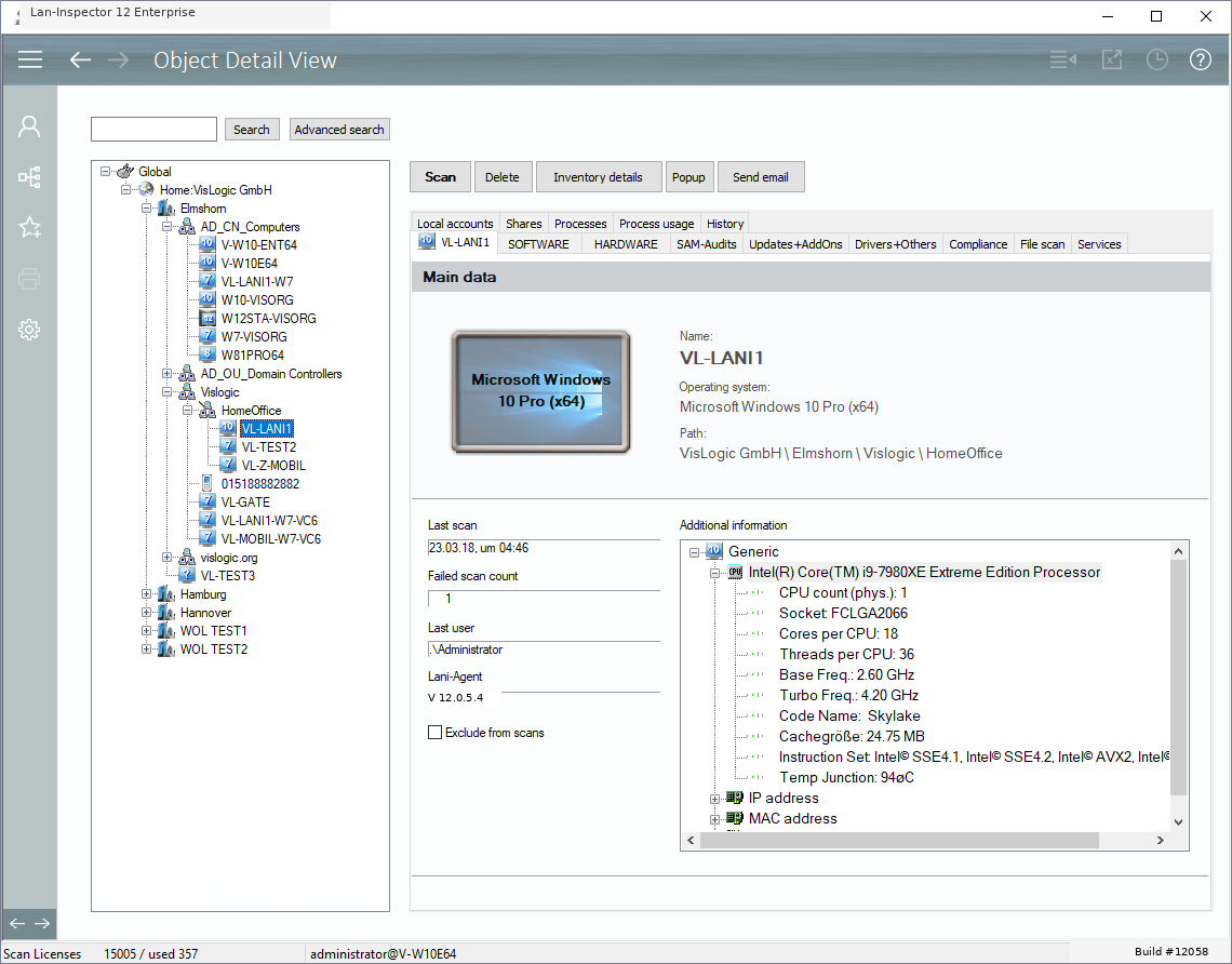 Lan-Inspector 12 screenshot for Object Detail View for Computer Objects