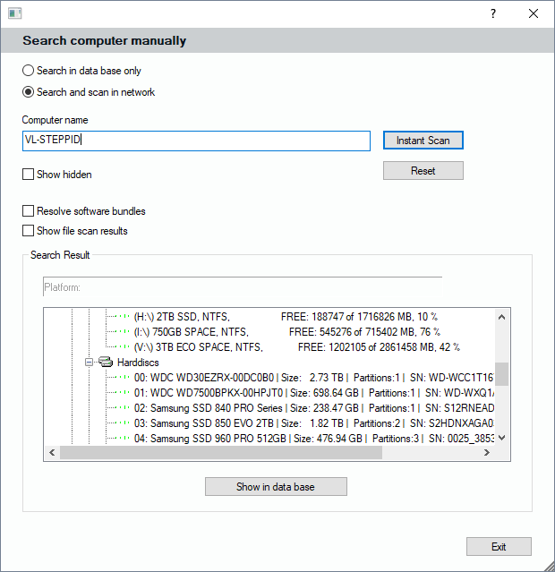 Lan-Inspector 12 screenshot for Buttons Search and Advanced Search