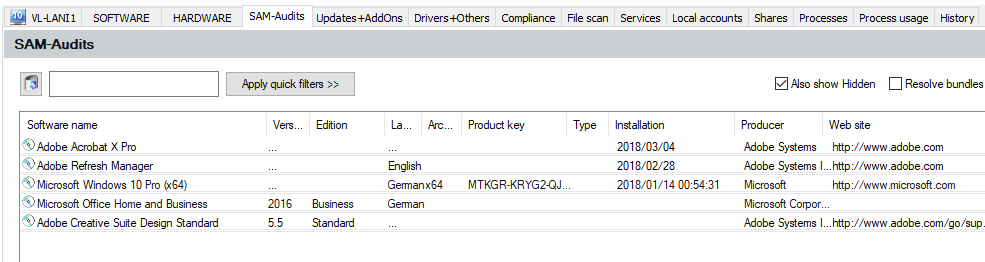 Lan-Inspector 12 screenshot for Computer Object: SAM-Audit Tab