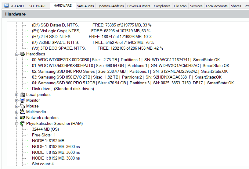 Detailed hardware view