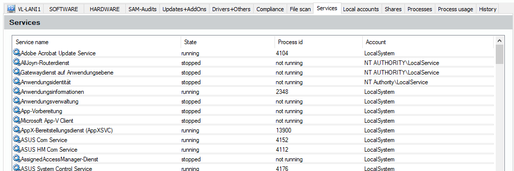 Lan-Inspector 12 screenshot for Computer Object: Local Services