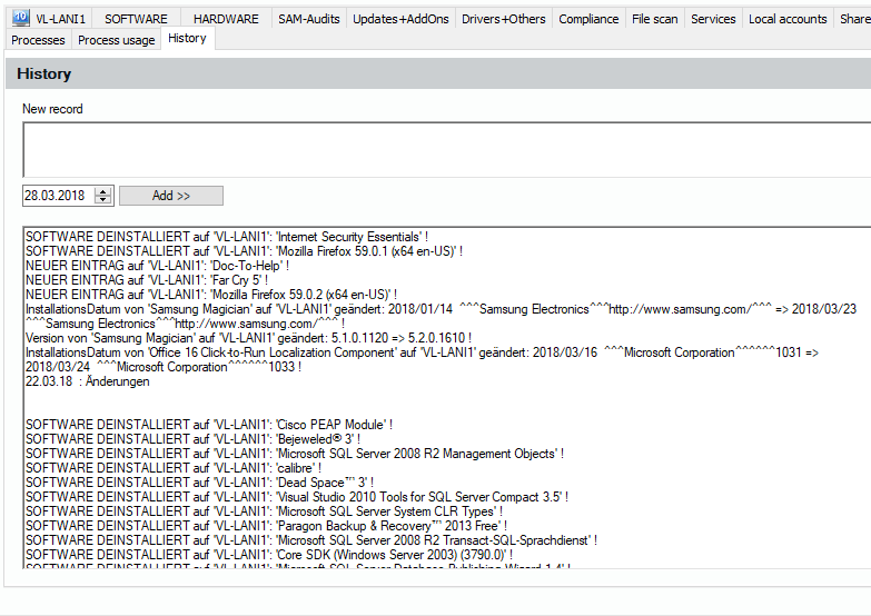 Lan-Inspector 12 screenshot for Computer Object: History