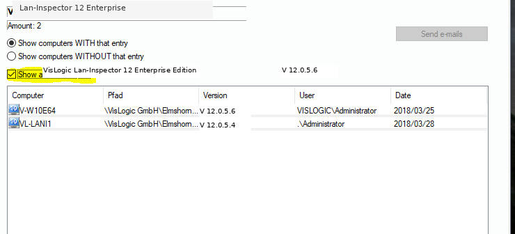 Lan-Inspector 12 screenshot for Software with Computer List