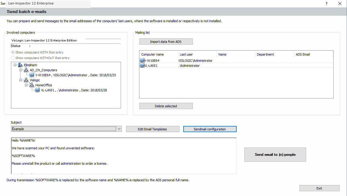 Lan-Inspector 12 screenshot for ADS-Batch E-Mailer