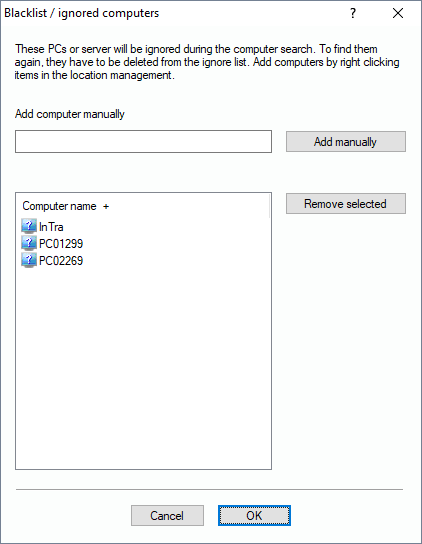 Lan-Inspector 12 screenshot for Blacklist / Ignored Computers