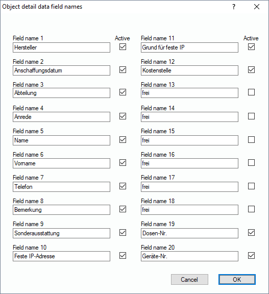 Lan-Inspector 12 screenshot for Object Detail Field Names