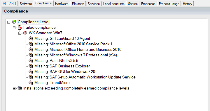 Lan-Inspector 12 screenshot for Compliance Level View in Object Details